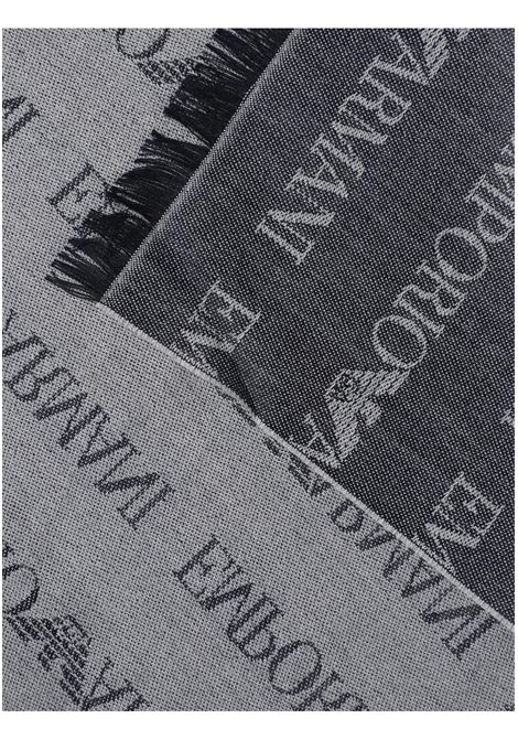 Sciarpa misto lana vergine logo lettering jacquard e frange EMPORIO ARMANI | Sciarpe | 625060 CC78600635